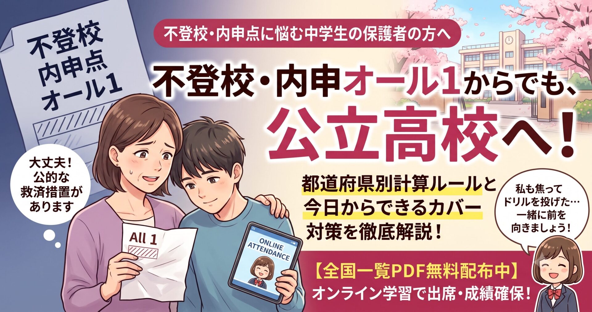 不登校で内申点が「オール1」「斜線」でも大丈夫？高校受験でのリアルな計算方法と対策