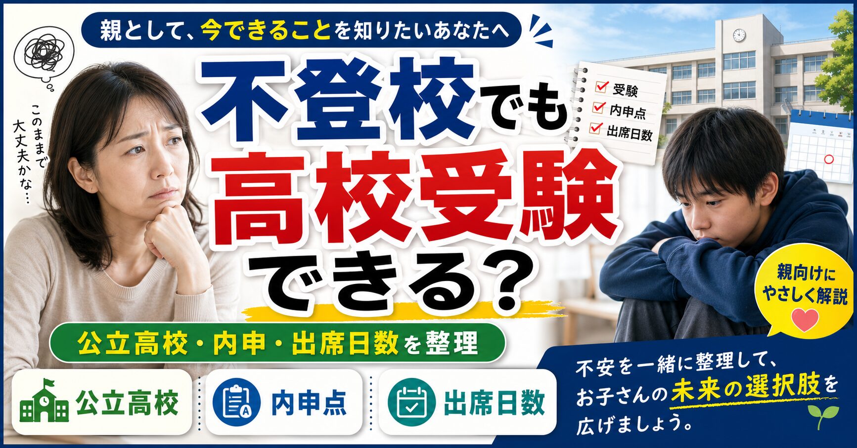中学生の不登校でも高校受験はできる？公立・内申・出席日数を親向けに整理